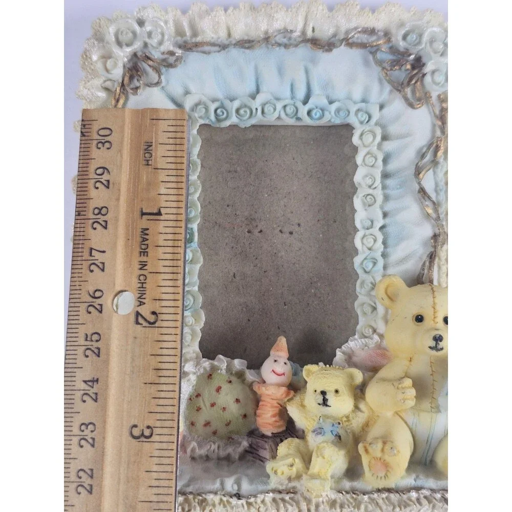 Children's Teddy Bears Quilted Foral Ceramic Picture Frame 2.25